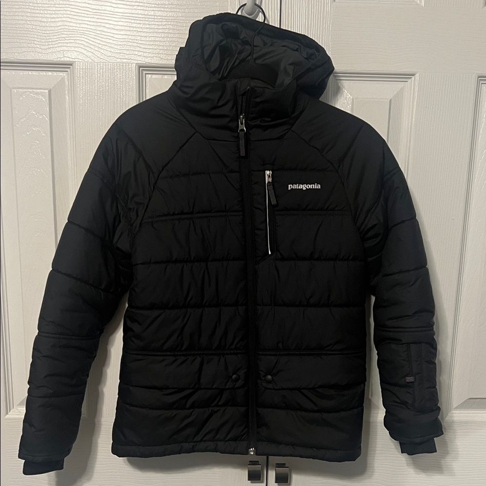 EUC Patagonia Youth Black Hooded Puffer Jacket Size Large